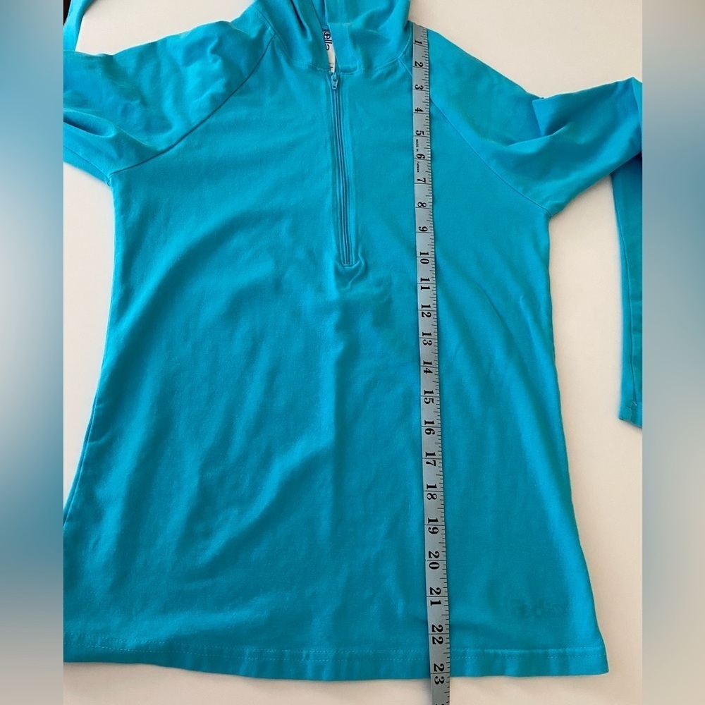 BELLA Women’s Small Turquoise Zip Soft Stylish Logo Sweatshirt Hooded Hoodie - Picture 10 of 11